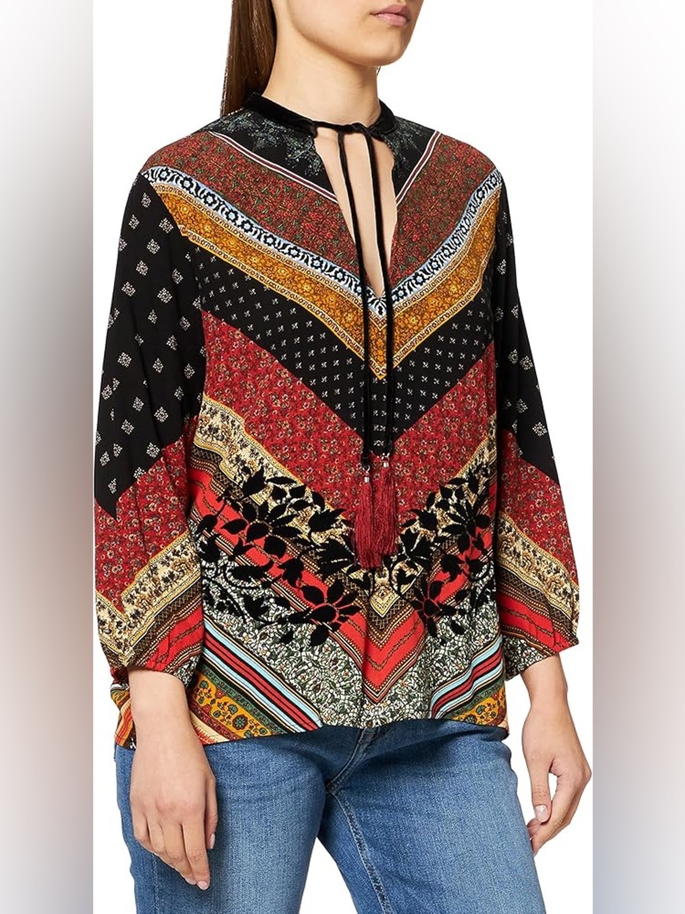 Desigual Lucia Blouse with Velvet Accents